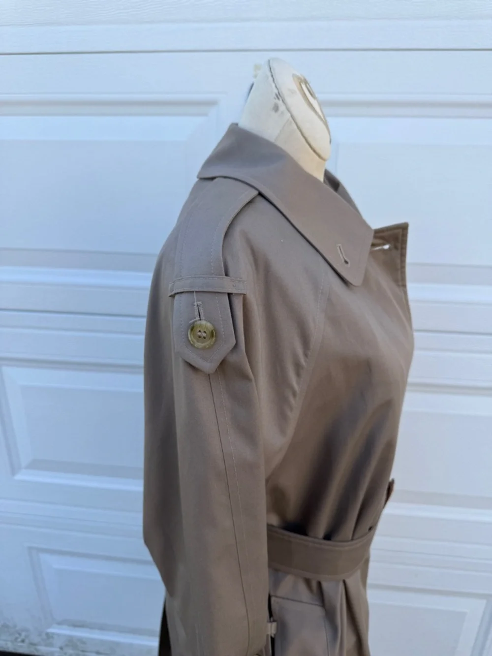 Vintage Burberrys Trench Coat Womens 10 Petite Beige Nova Check Lined Belted - Picture 9 of 14